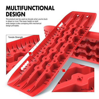 X-BULL KIT1 Recovery track Board Traction Sand trucks strap mounting 4x4 Sand Snow Car RED