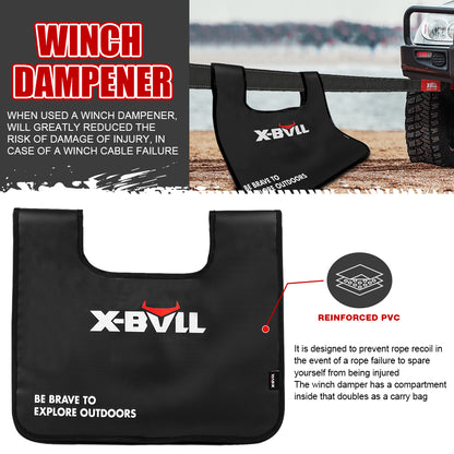 X-BULL 4X4 Recovery Kit Kinetic Recovery Rope Snatch Strap / 2PCS Recovery Tracks 4WD Gen3.0 Red