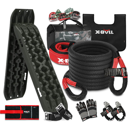 X-BULL 4WD Recovery Kit Kinetic Recovery Rope Snatch Strap / 2PCS Recovery Tracks 4X4 Gen3.0