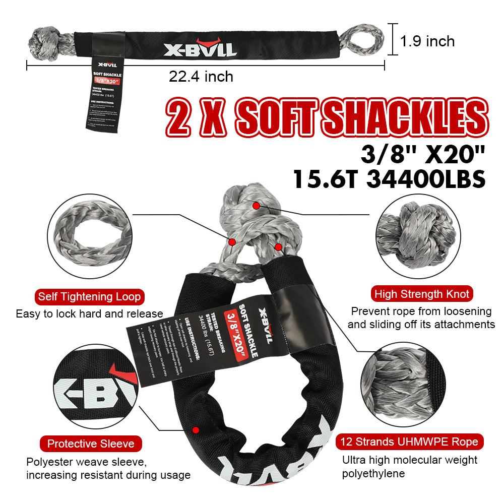 X-BULL 4WD Recovery Kit Kinetic Recovery Rope Snatch Strap / 2PCS Recovery Tracks 4X4 Gen3.0