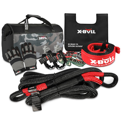 X-BULL Kinetic Recovery Rope kit Snatch Strap Soft Shackles Hitch receiver 4WD 4X4