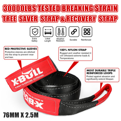 X-BULL 4X4 Recovery Kit Kinetic Recovery Rope Snatch Strap / 2PCS Recovery Tracks 4WD Gen2.0