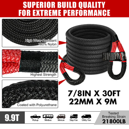 X-BULL 4X4 Recovery Kit Kinetic Recovery Rope Snatch Strap / 2PCS Recovery Tracks Gen2.0