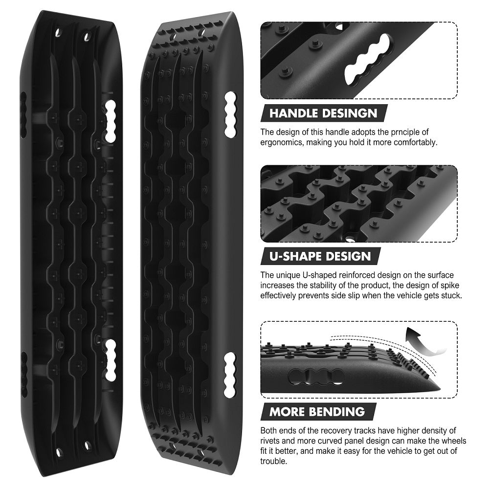 X-BULL Recovery Tracks Sand Track Mud Snow 2 pairs Gen 2.0 Accessory 4WD 4X4 - Black