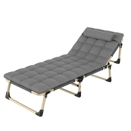 KILIROO Adjustable Portable Folding Bed with Mattress and Headrest (Grey) KR-FBM-100-KX