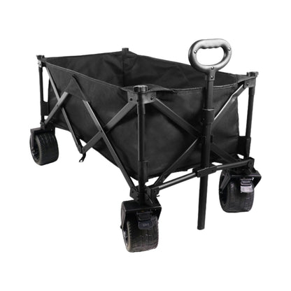 KILIROO Folding Wagon Trolley Cart with Wide Wheels and Rear Tail Gate (Black) KR-CPC-101-RJ