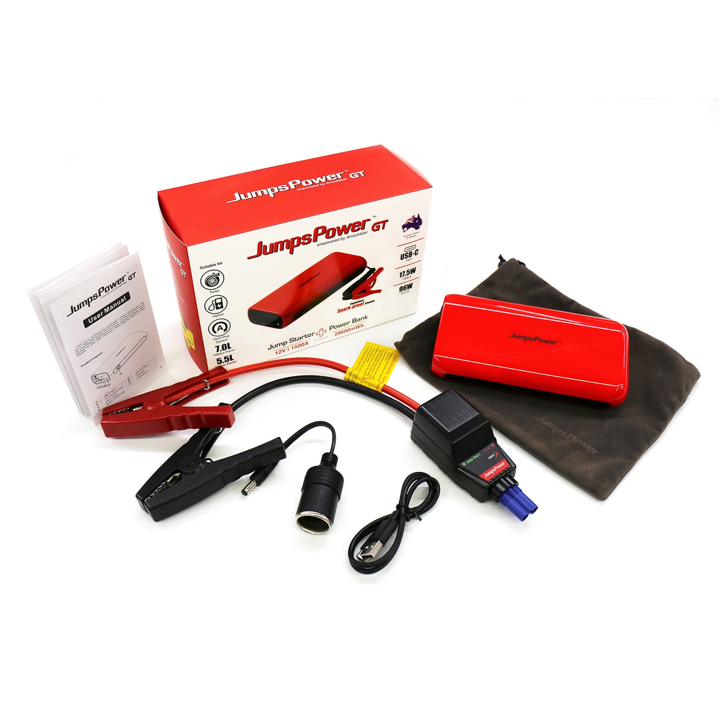 1500A JumpsPower Jump Starter Powerbank 29600mWh 12V Phone Car Battery Charger GT